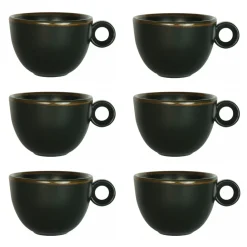 Cappuccinokopje - 200ml - Mosterdman - 6 kopjes Mat zwart Gloomy