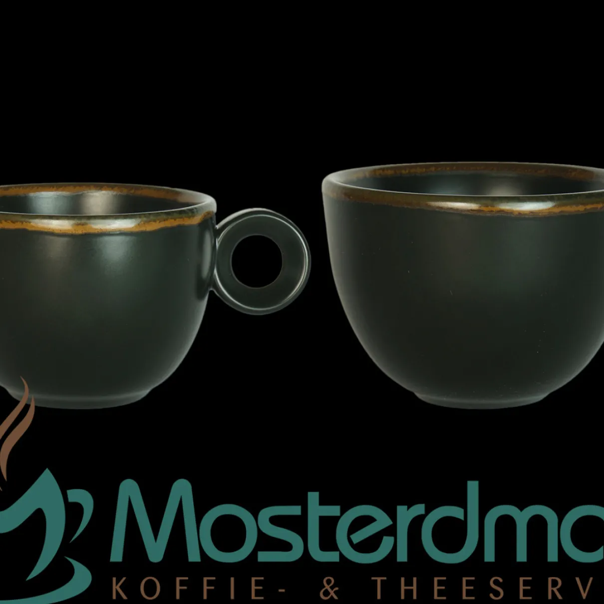 Cappuccinokopje - 200ml - Mosterdman - 6 kopjes Mat zwart Gloomy