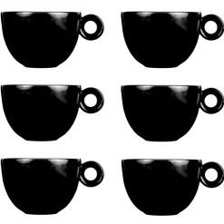 Cappuccinokopjes - 200ml - Mosterdman - 6 zwarte kopjes