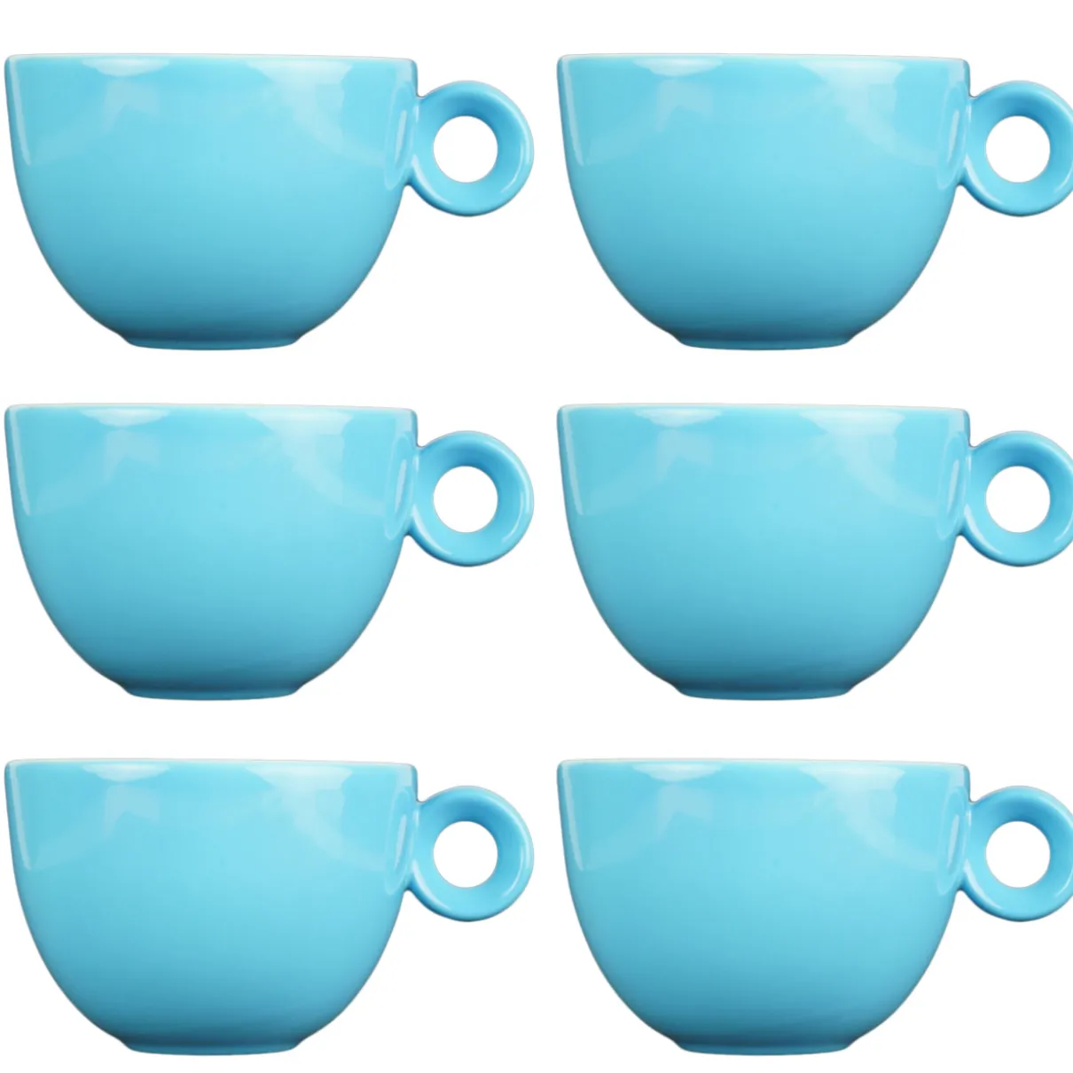 Cappuccinokopjes - 200ml - Mosterdman - 6 blauwe kopjes