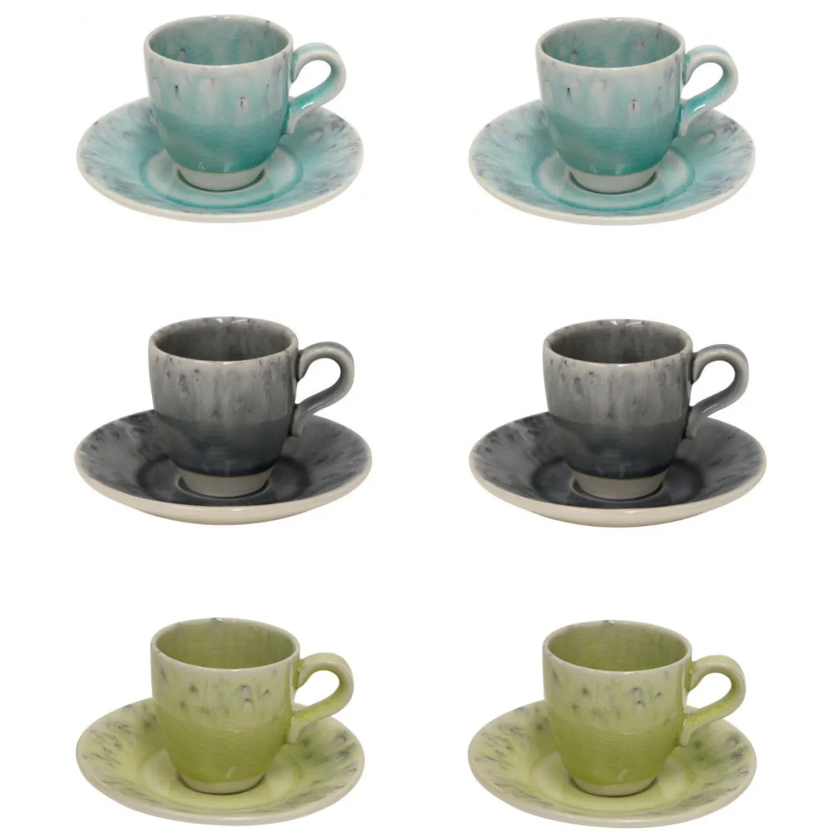 6 Espressokoppen met schotel - Costa Nova Madeira - assorti - 80ml