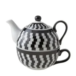 Tea for one set - Cosy & Trendy - Zwart wit - 0,30L