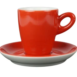 Walkure alta koffiekopjes met schotel rood
