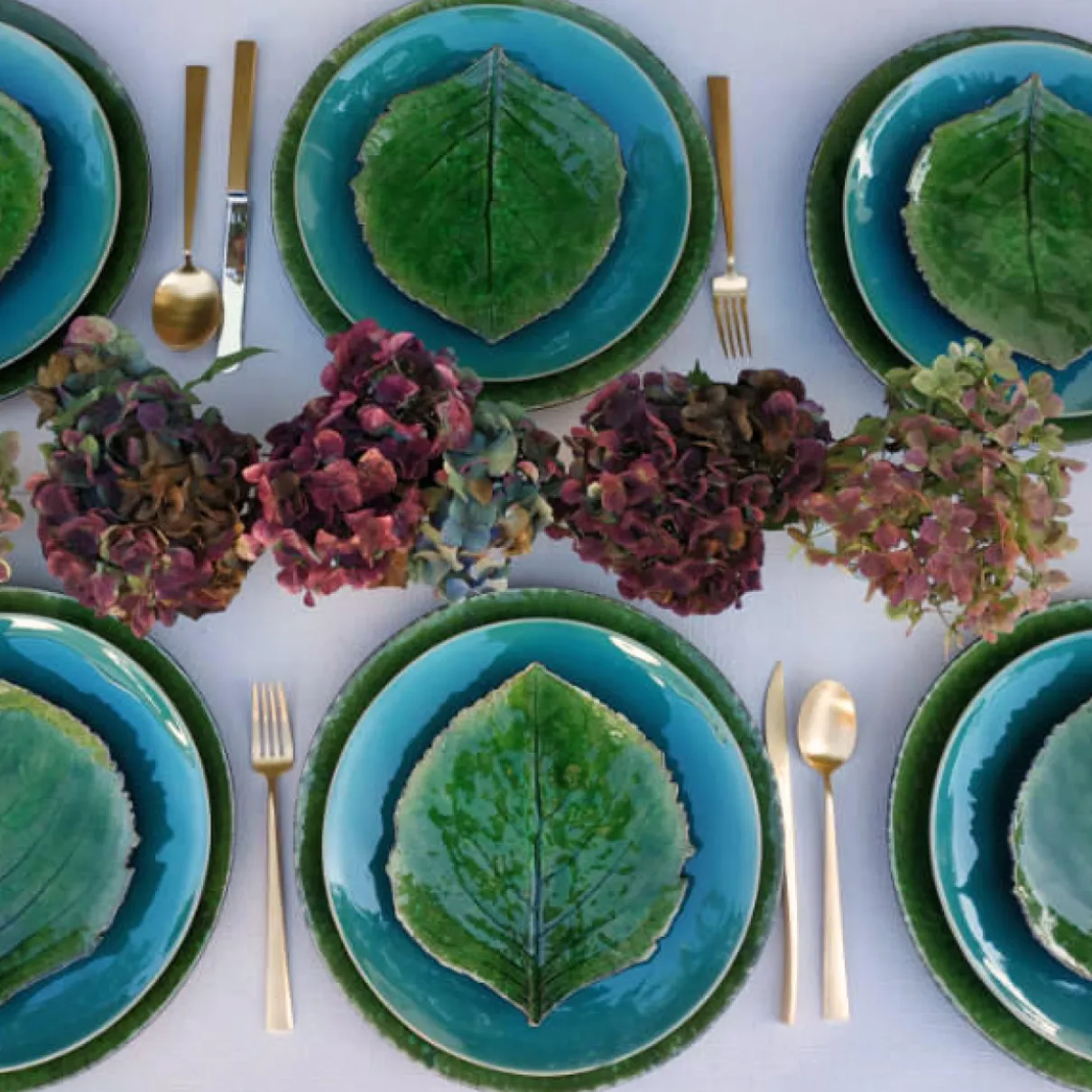 6 x Costa Nova Riviera - Dinerbord Azur - aardewerk - 27 cm - set van 6